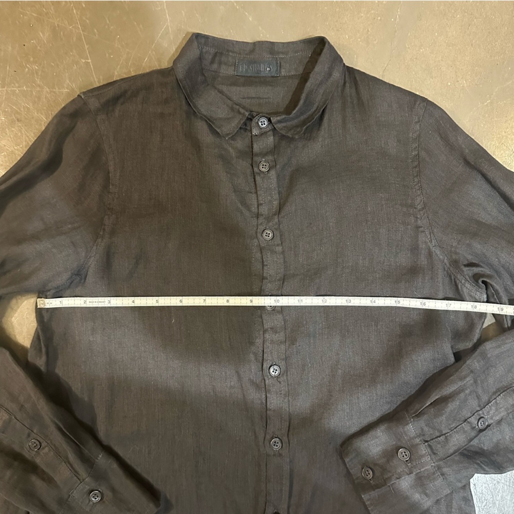 CP Shades - Black Linen Long Sleeve Midi Dress / Coverup - Size XS - Picture 9 of 13
